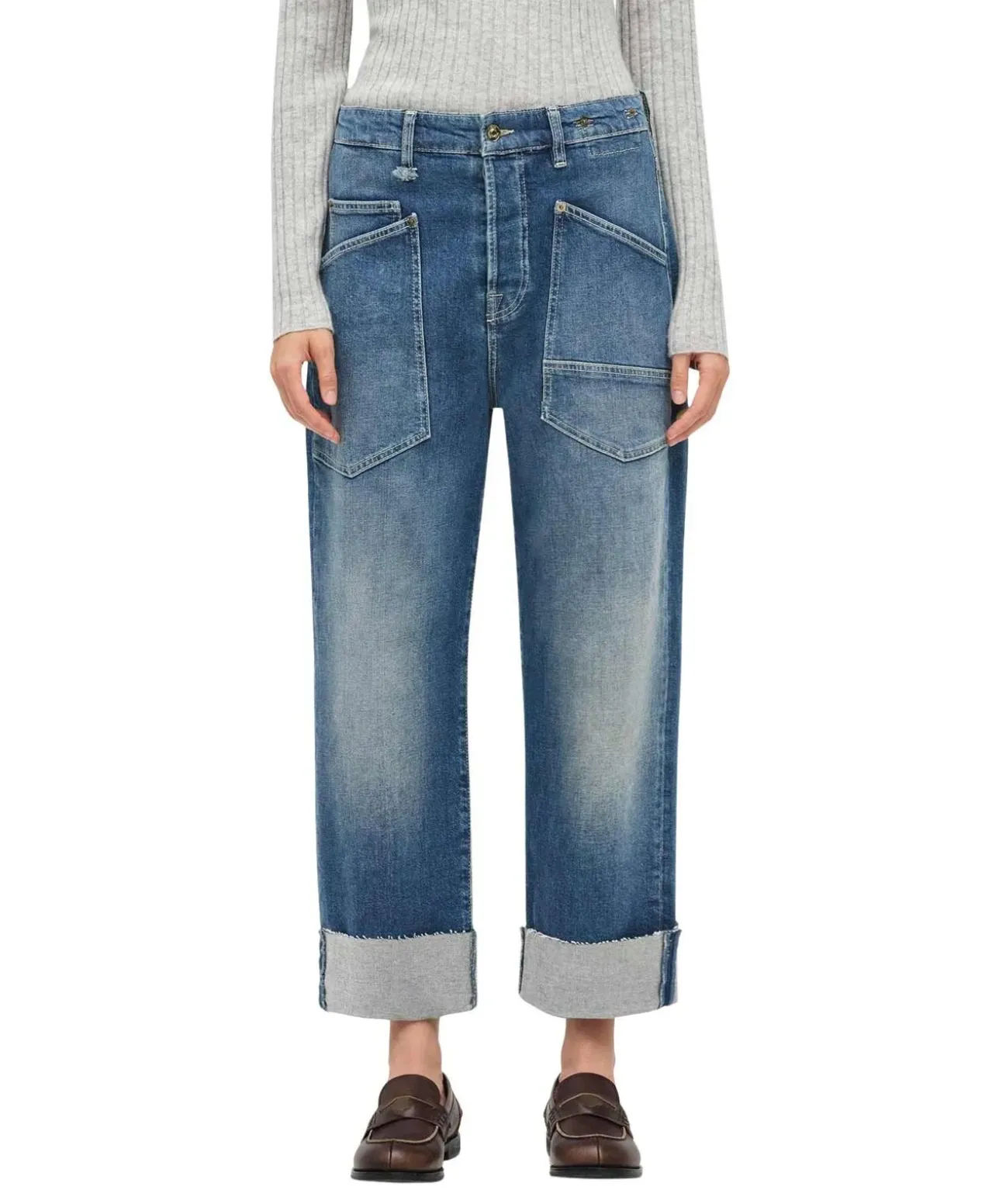 MAC Baggy Jeans in Blau mit Straight Leg
