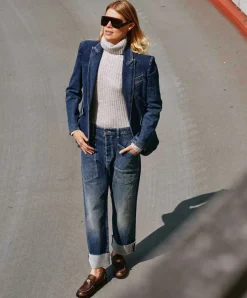 MAC Baggy Jeans in Blau mit Straight Leg