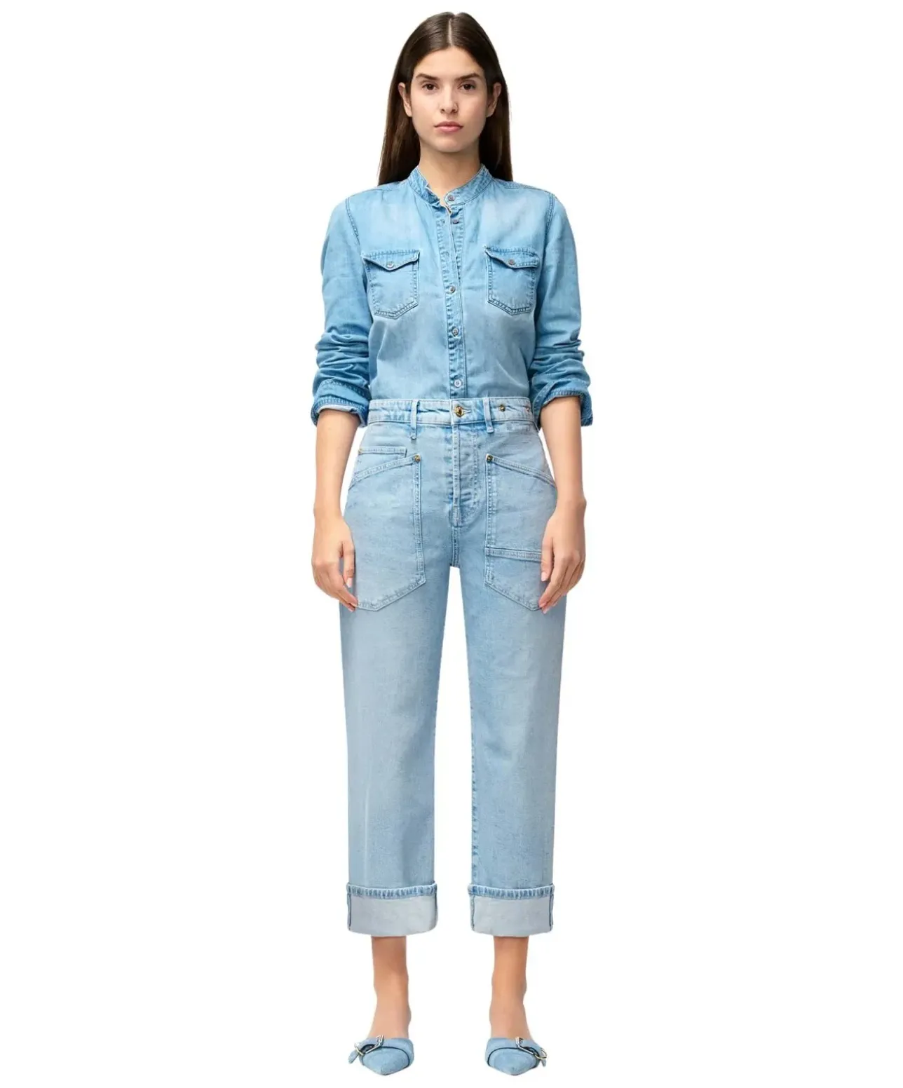 MAC Baggy Straight Jeans in Hellblauer Waschung