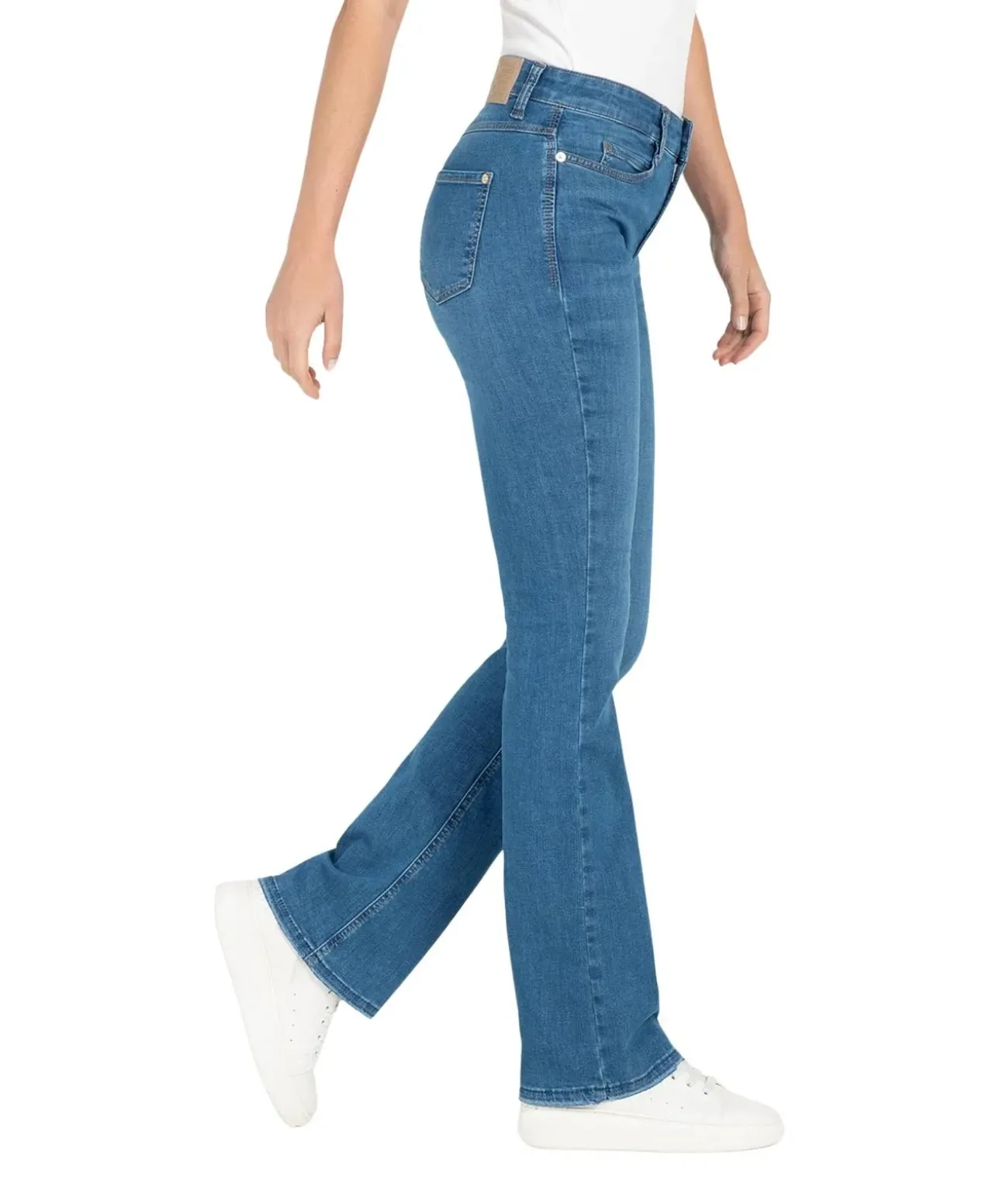 MAC Boot Fringe Jeans in blauer Vintage-Waschung