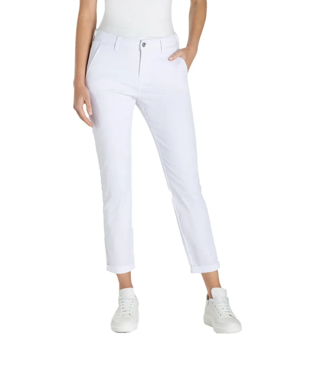 MAC Chino Turn Up aus Stretch Gabardine in Weiß