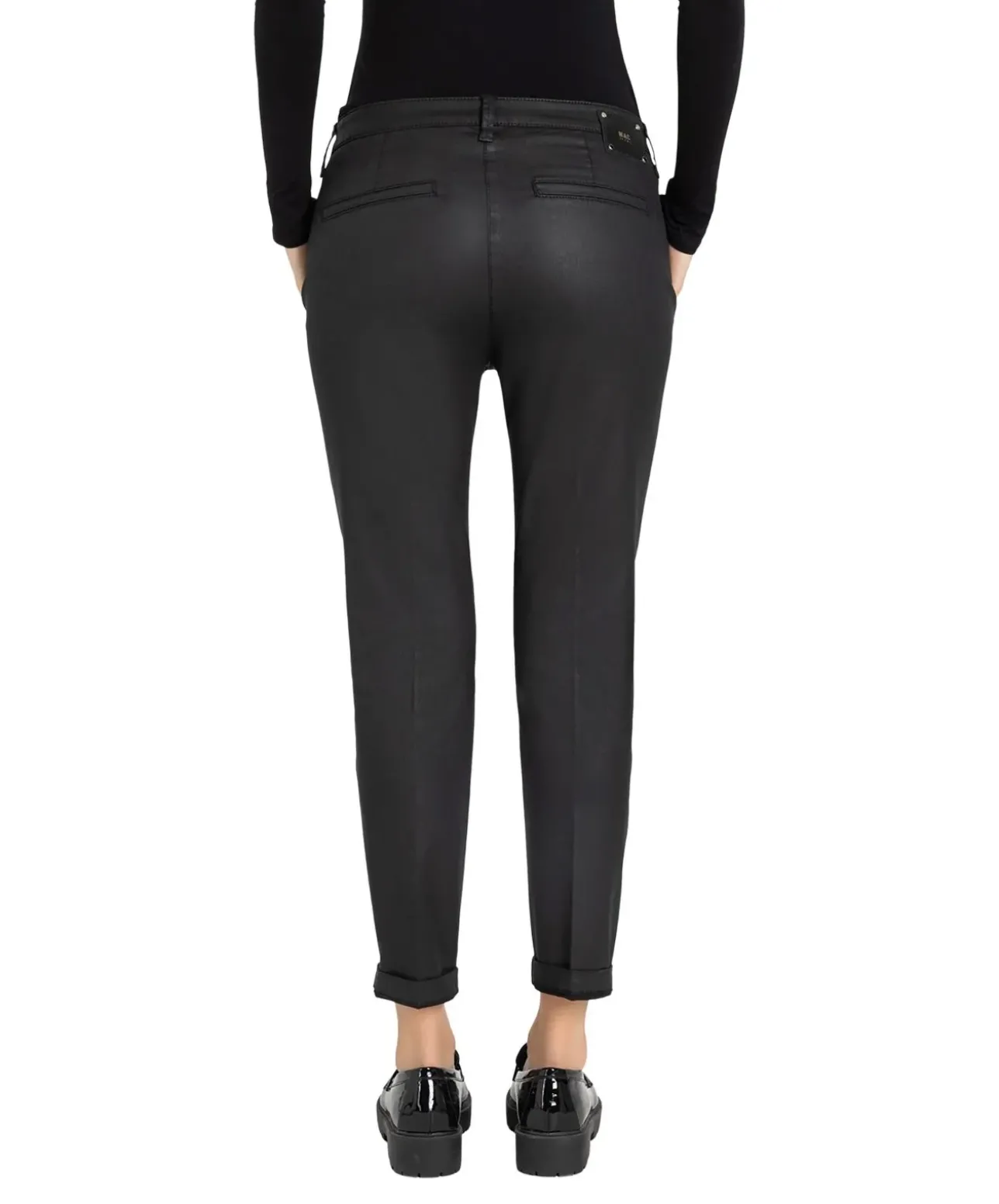 MAC Chino Turn Up Hose in authentischer Leder-Optik