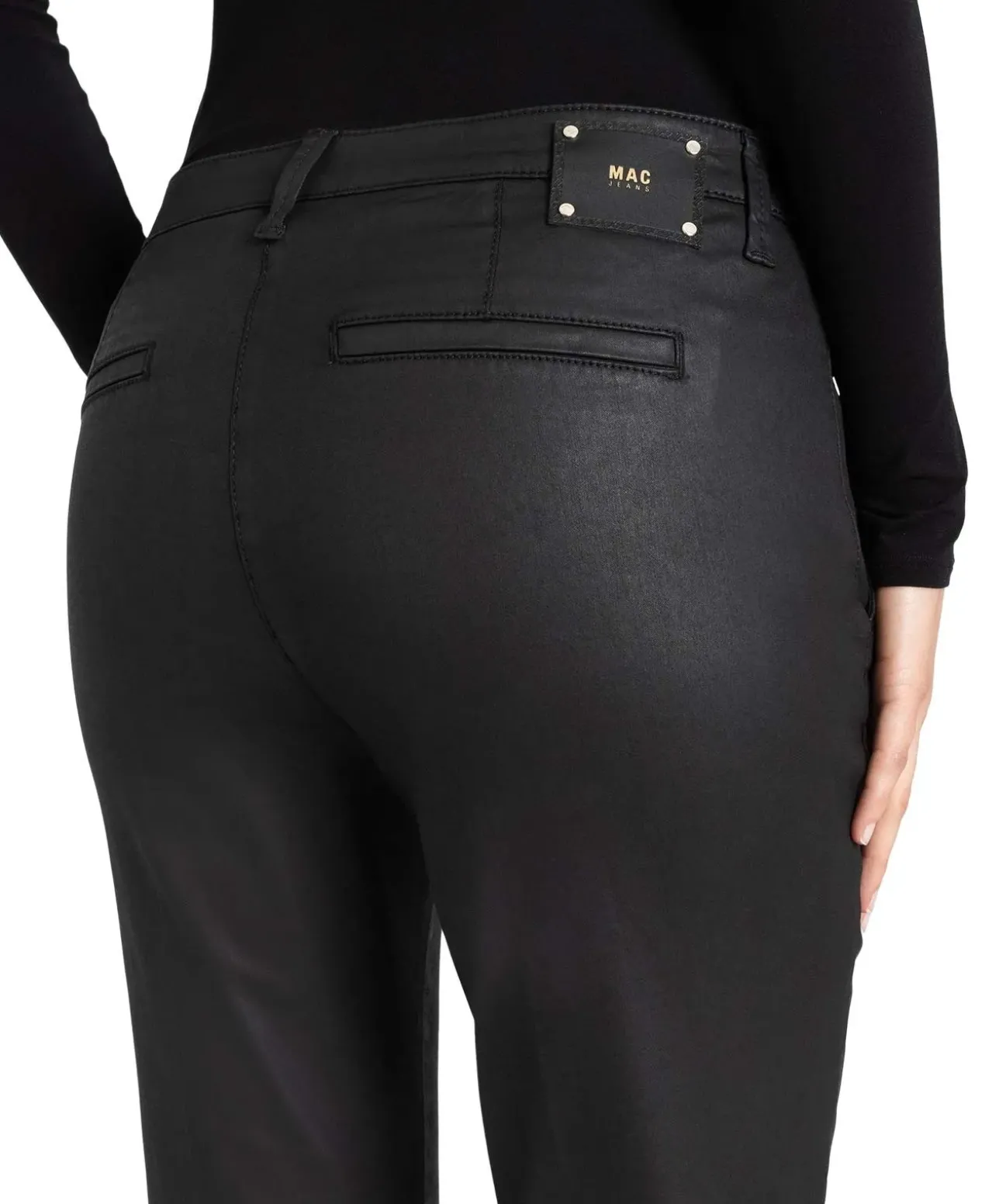 MAC Chino Turn Up Hose in authentischer Leder-Optik