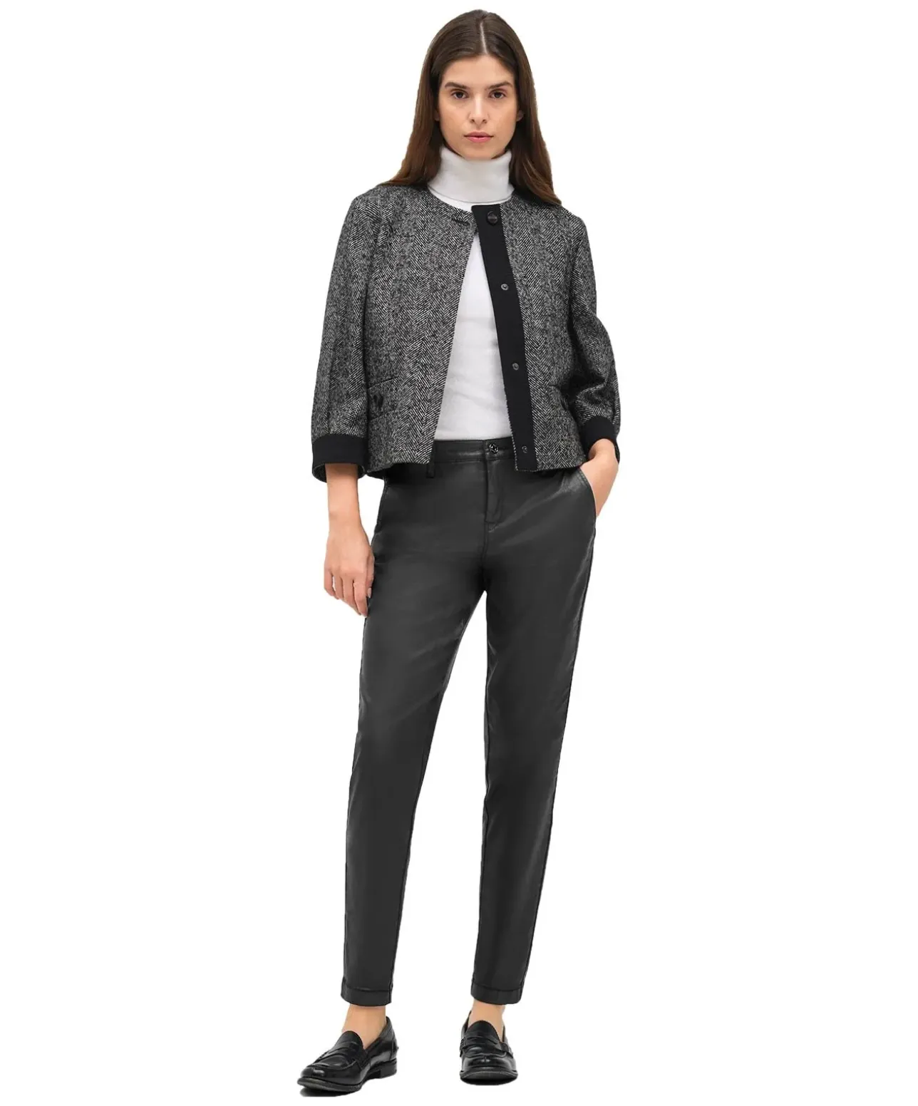 MAC Chino Turn Up Hose in authentischer Leder-Optik