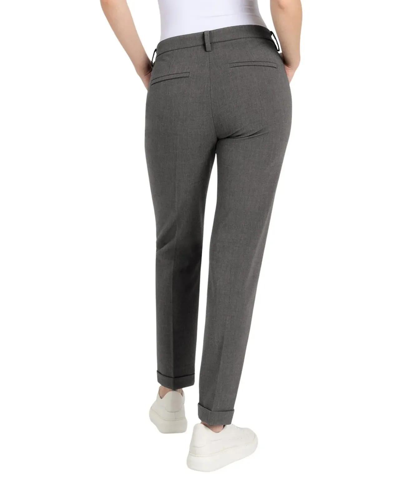 MAC Chino Turn Up in grauer Woll-Optik
