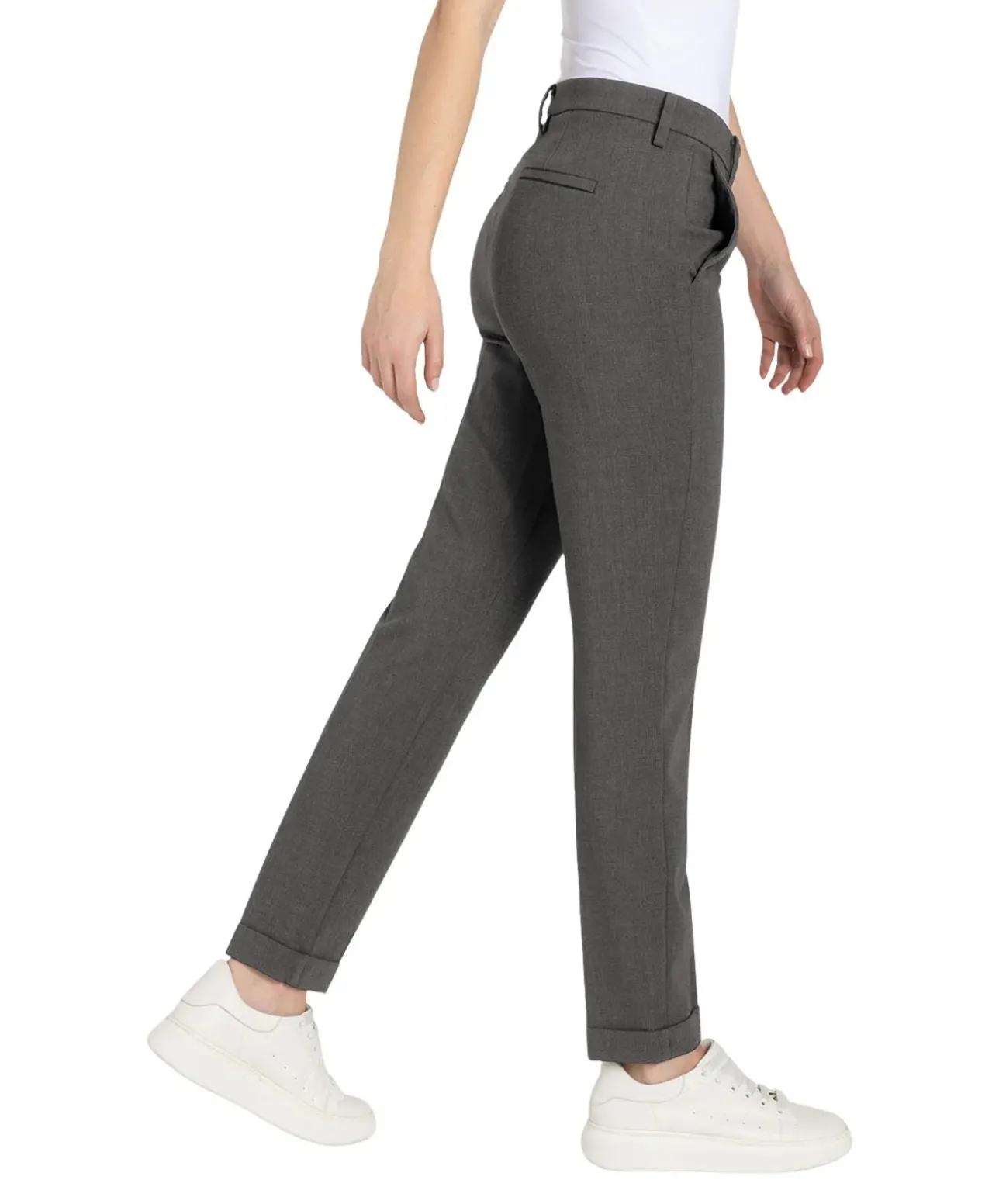 MAC Chino Turn Up in grauer Woll-Optik