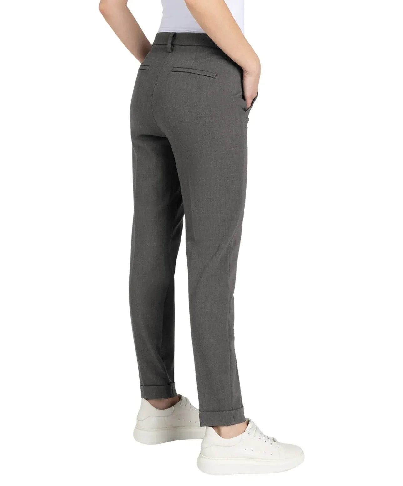 MAC Chino Turn Up in grauer Woll-Optik