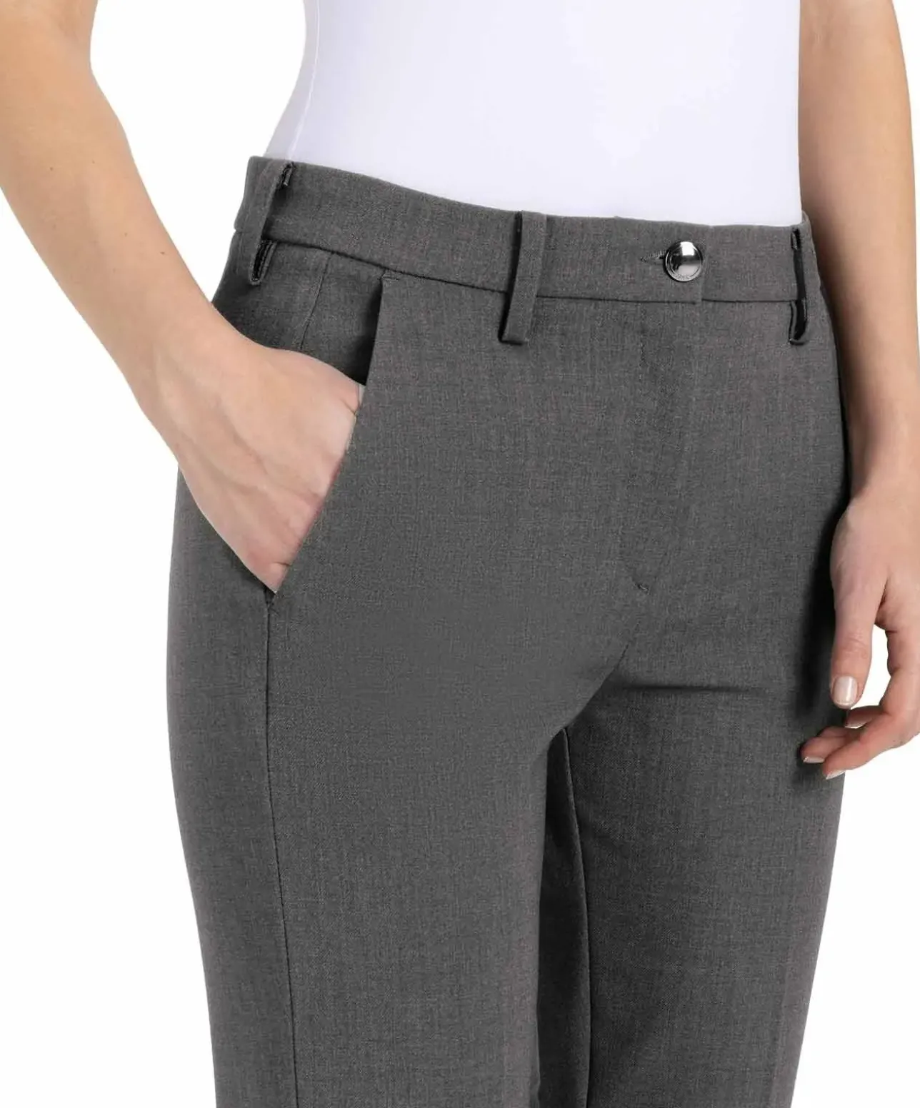 MAC Chino Turn Up in grauer Woll-Optik