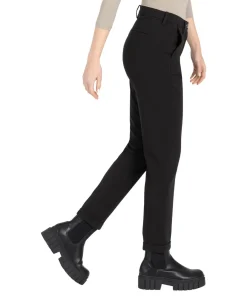 MAC Chino Turn Up in schwarzer Woll-Optik