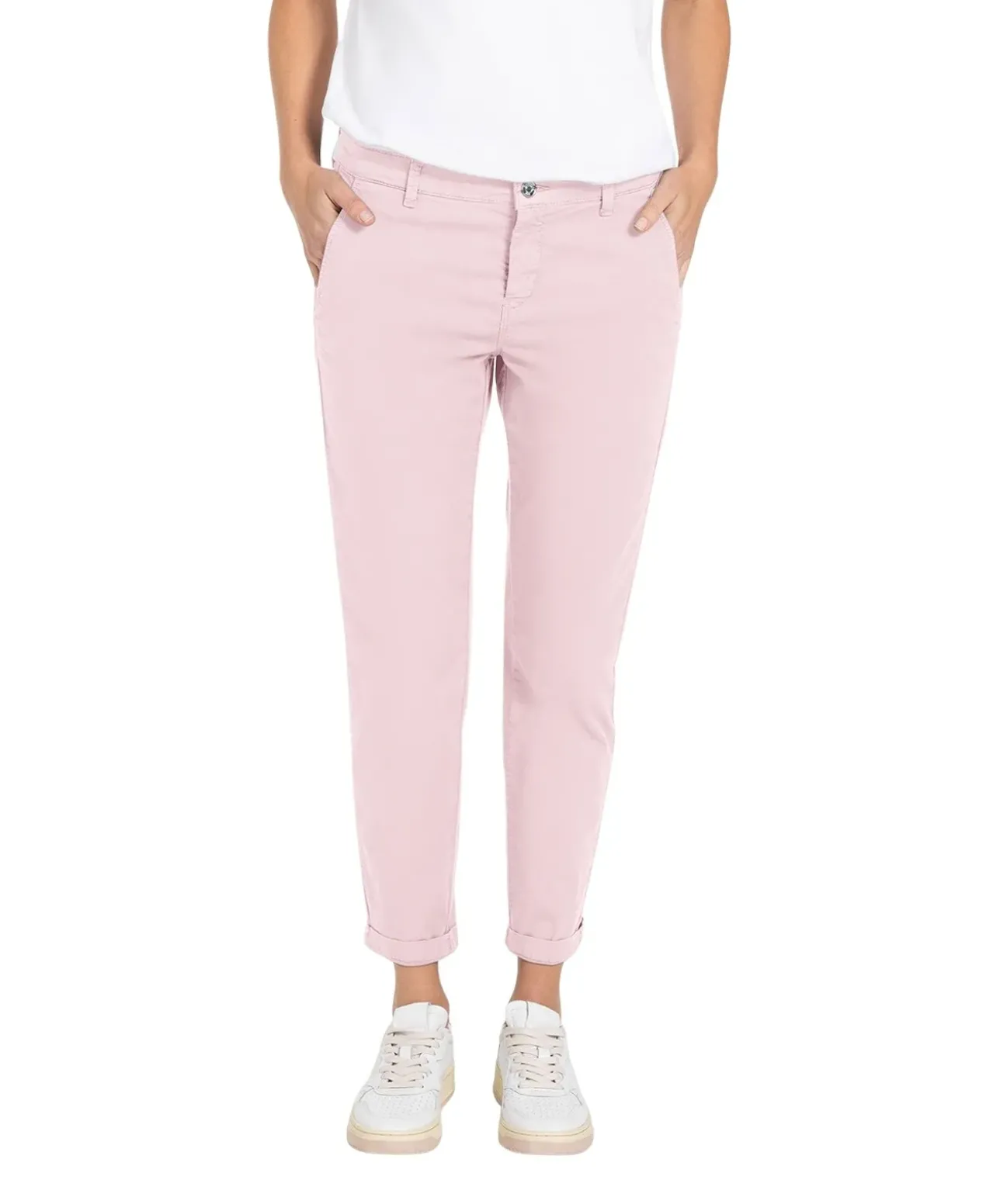 MAC Chino Turn Up Slim Fit mit Bügelfalten in Pink
