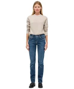 Mac Damen Jeans Slim Fit Carrie Pipe in blauem New Basic
