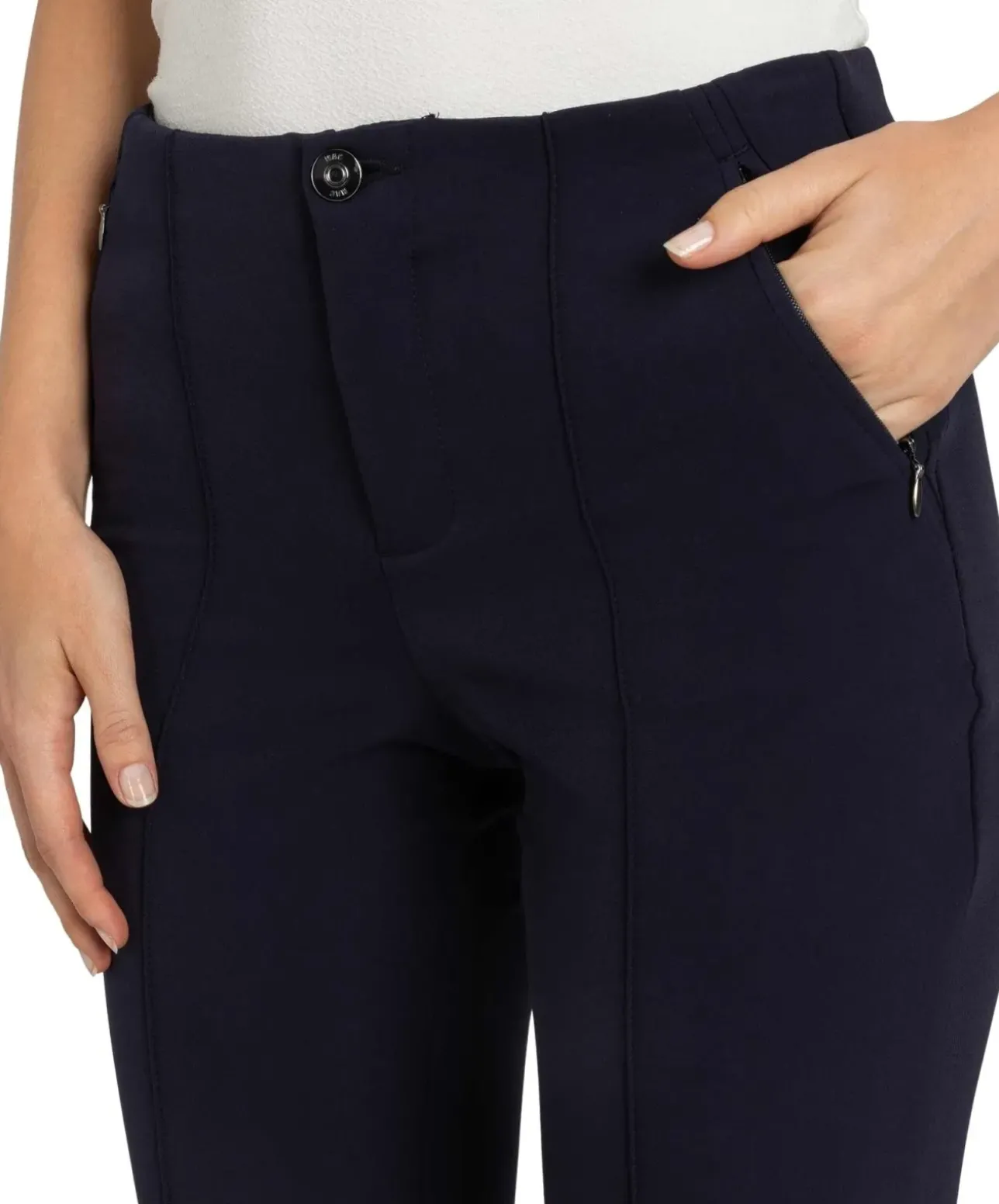 MAC Damen-Hose Slim Fit Anna Zip New in Dunkelblau