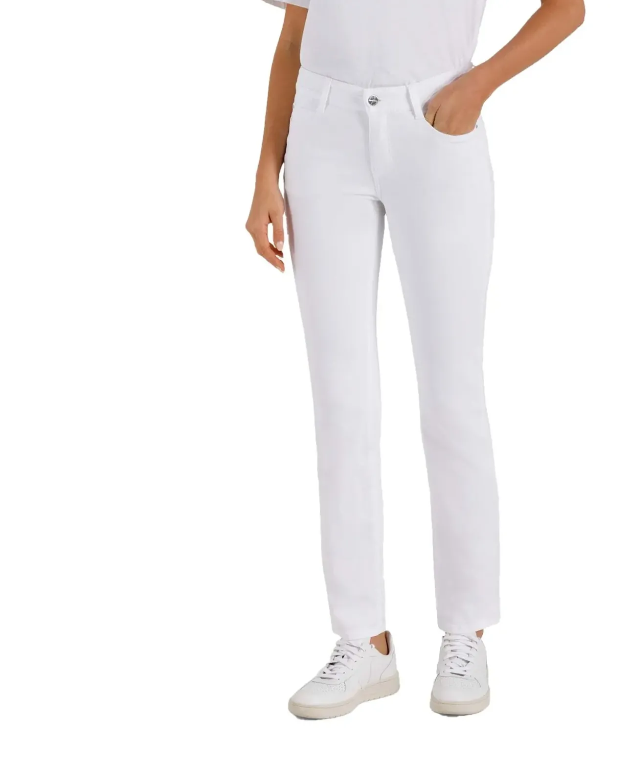 MAC Dream Jeans Straight Fit aus weißem Stretch-Denim
