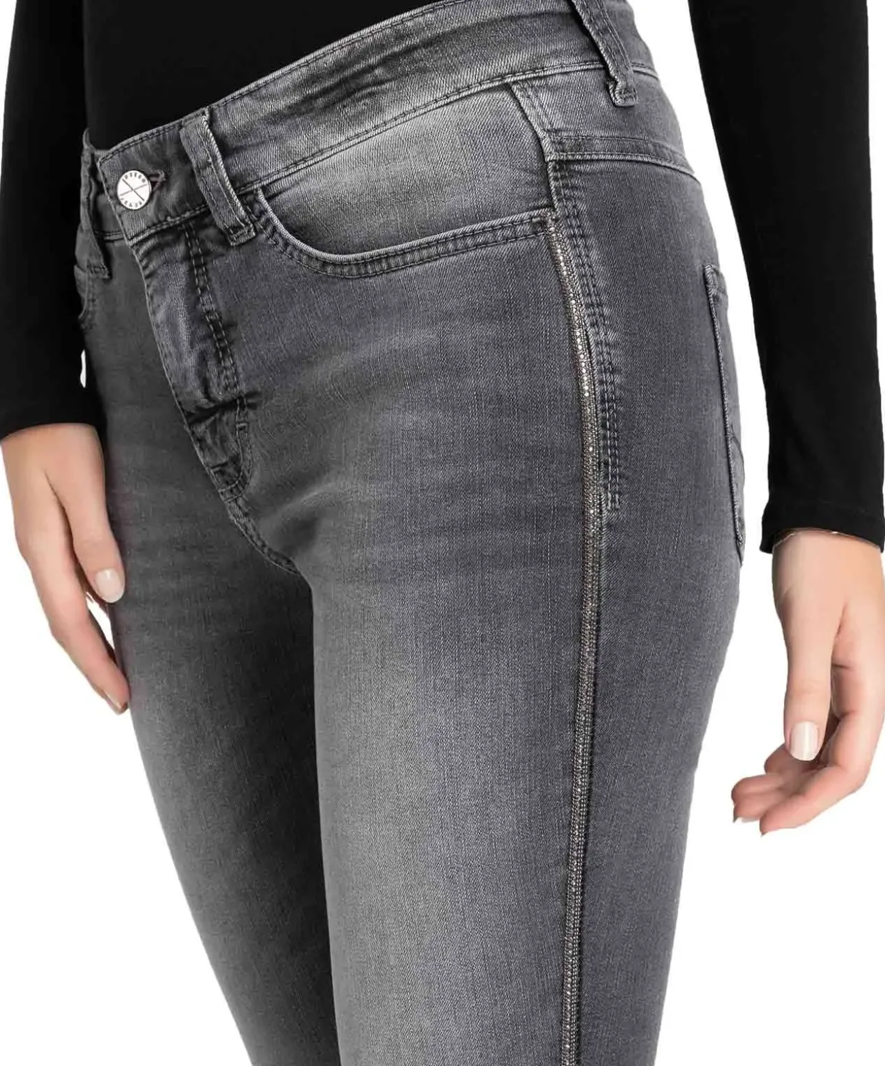 MAC Dream Skinny Jeans mit Chain Galloon in Dunkelgrau