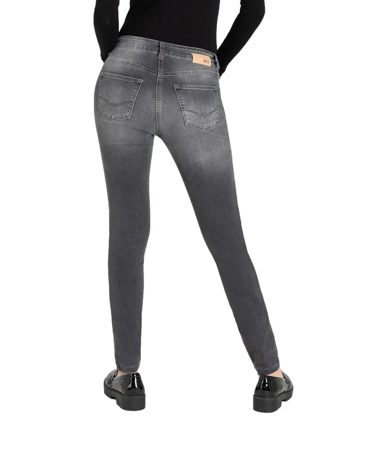 MAC Dream Skinny Jeans mit Chain Galloon in Dunkelgrau