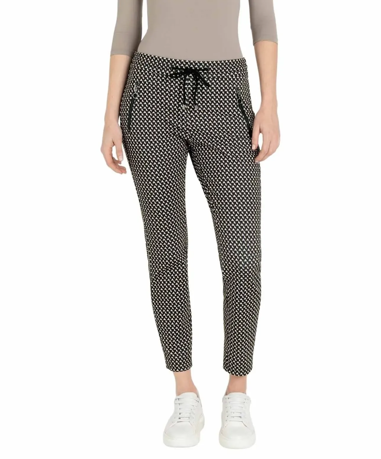 Mac Easy Smart Jersy Hose in Sand Stone Kariert
