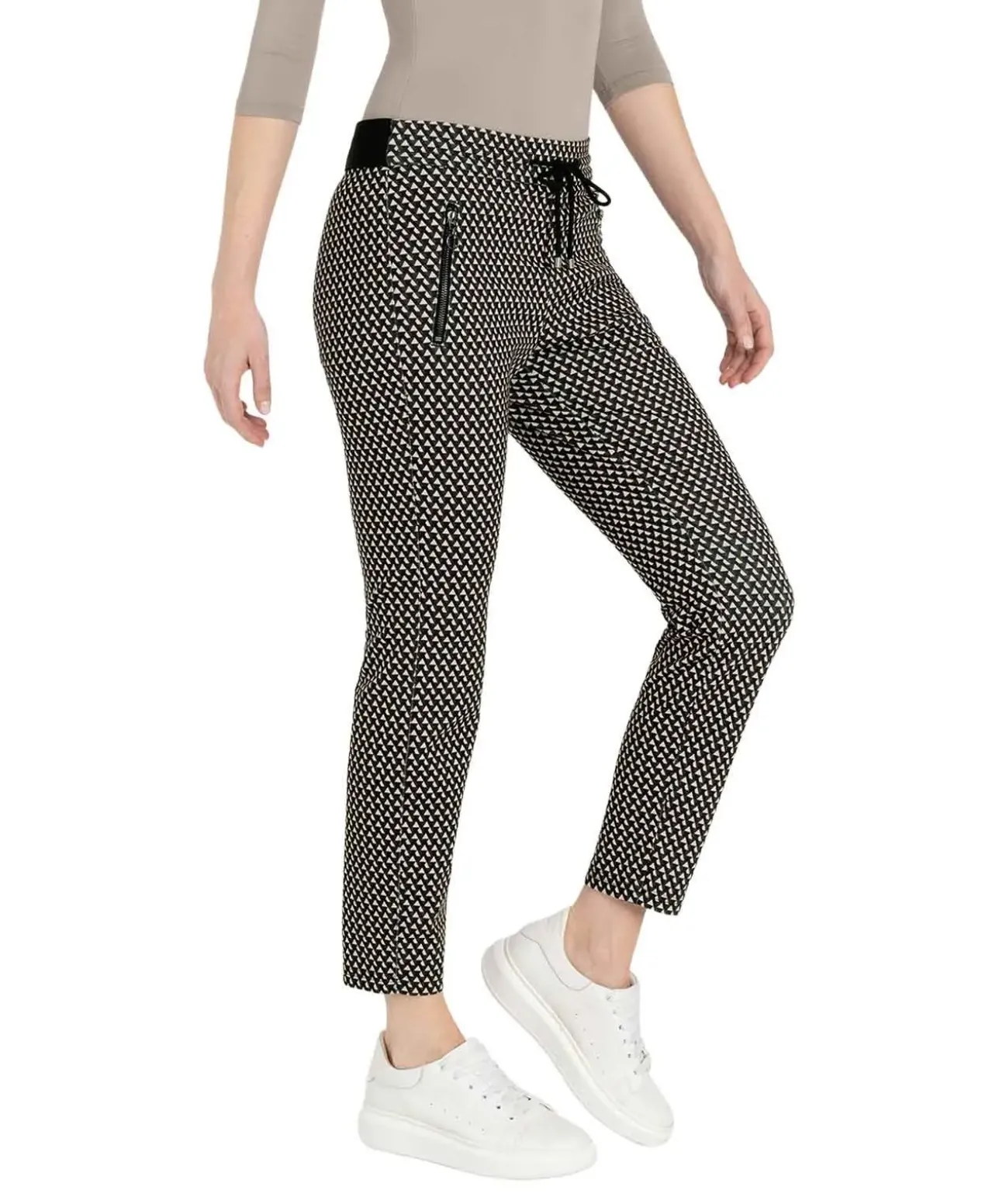 Mac Easy Smart Jersy Hose in Sand Stone Kariert