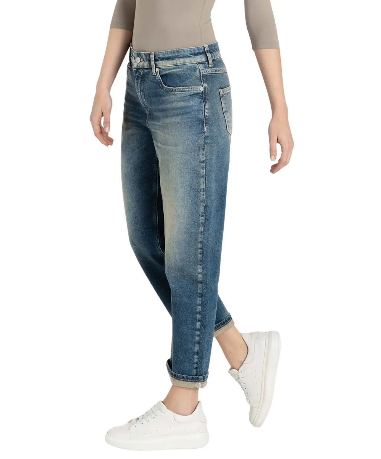 Mac Straight Fit Jeans in Vintage-Used mit Saumumschlag