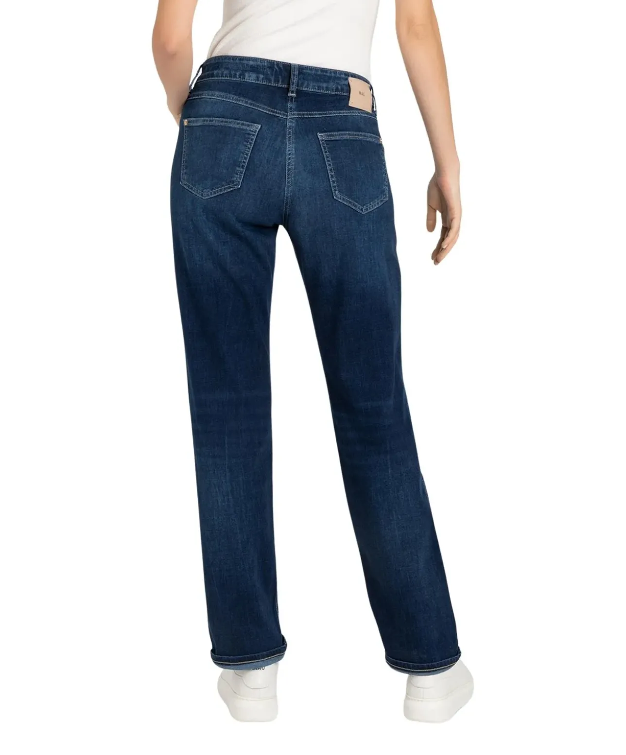Mac Straight Fit Jeans in Blau mit Saumumschlag