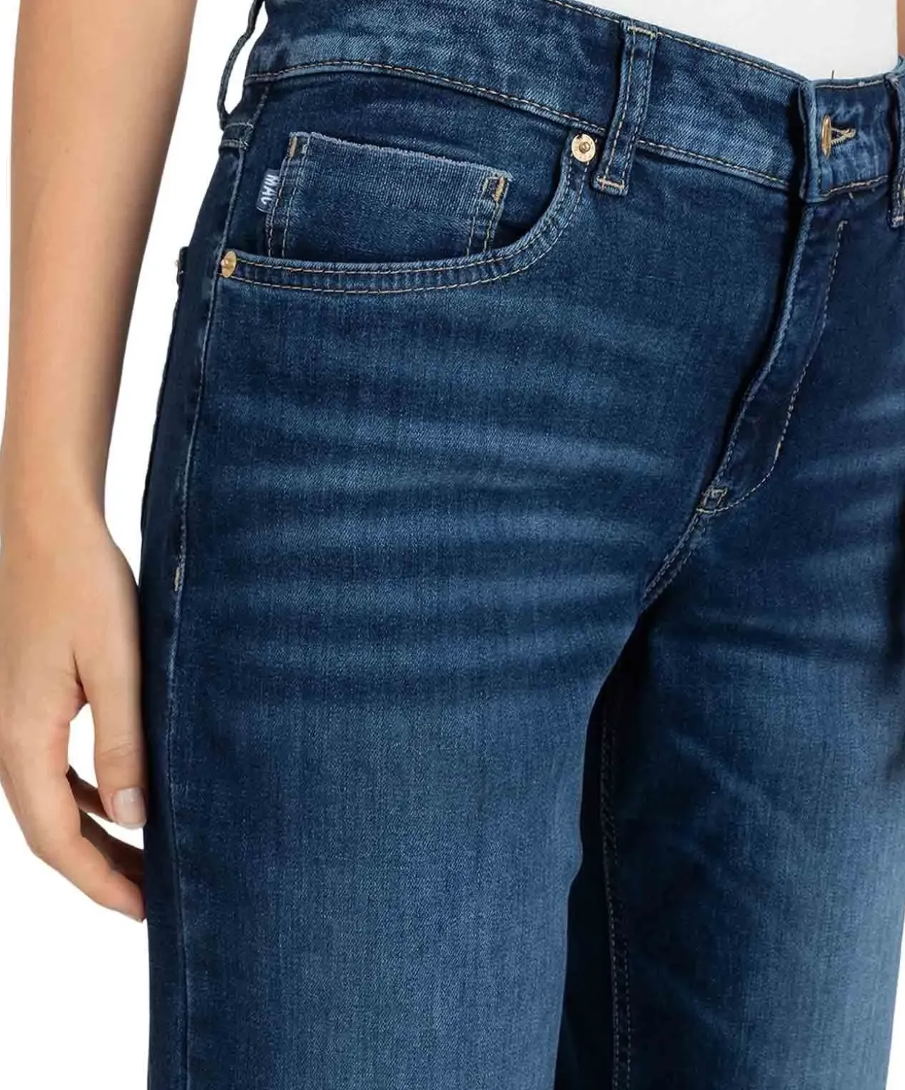 Mac Straight Fit Jeans in Blau mit Saumumschlag