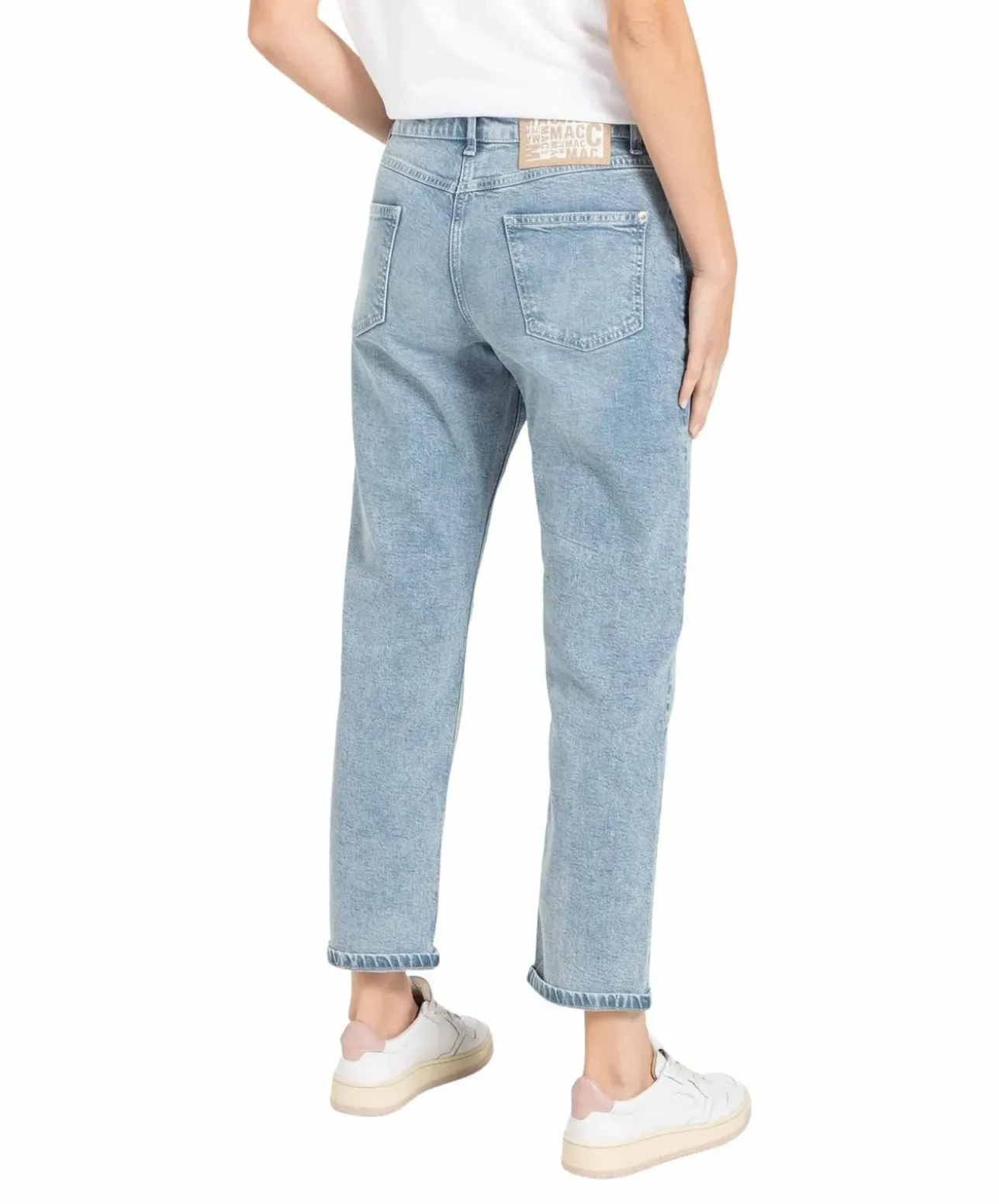 MAC Straight Jeans in hellblau und Krempel-Look