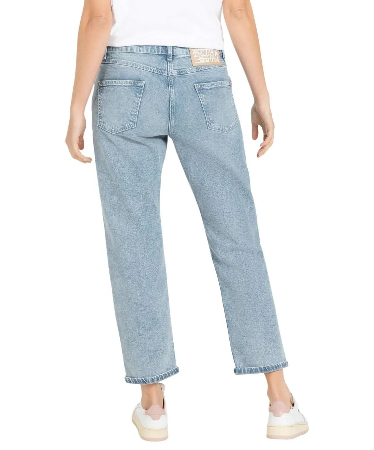 MAC Straight Jeans in hellblau und Krempel-Look