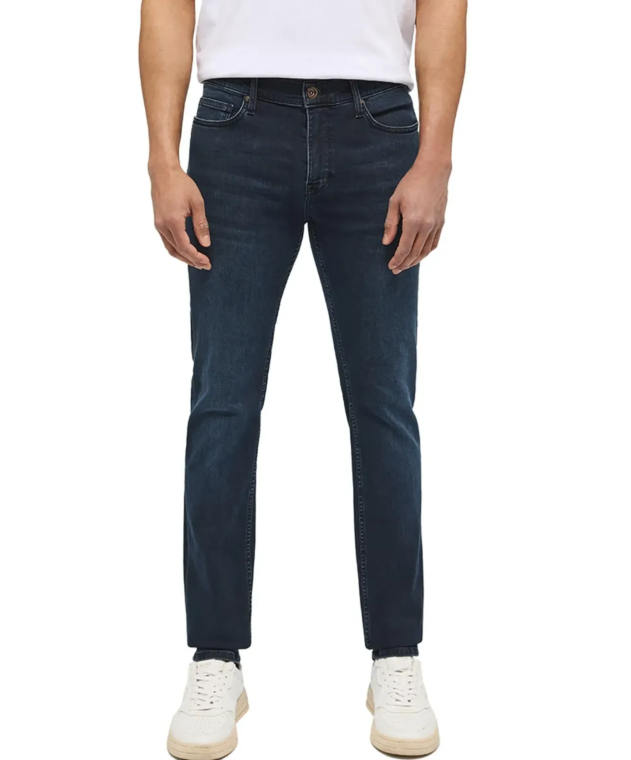 Mustang Frisco Jeans Skinny Fit in dunkelblauer Used-Waschung
