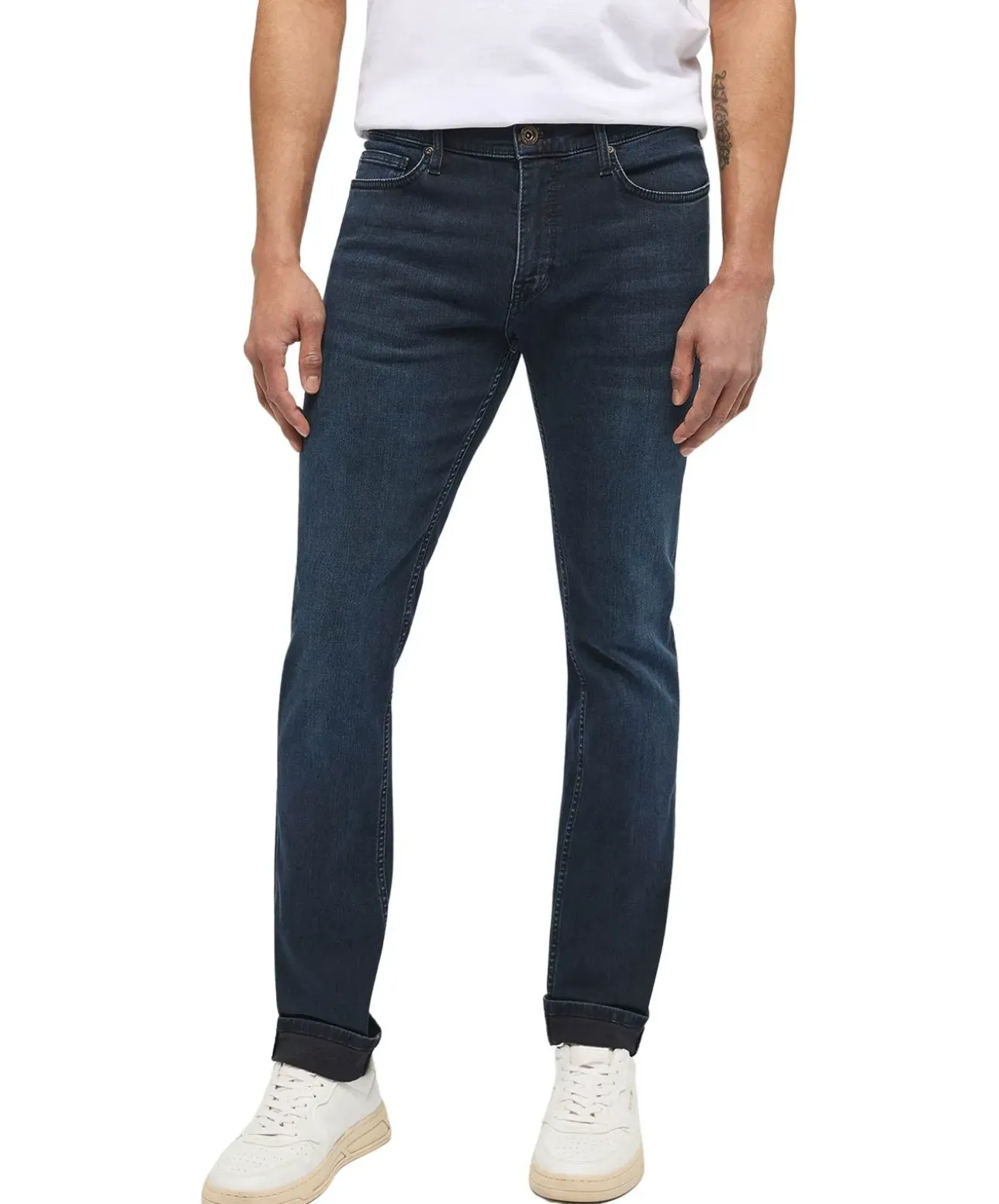 Mustang Frisco Jeans Skinny Fit in dunkelblauer Used-Waschung