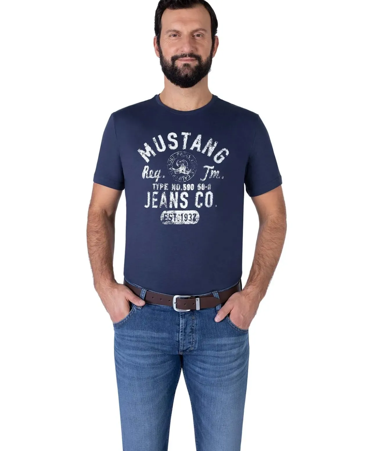 Mustang Gürtel aus Rindleder in Dunkelbraun mit Pullup-Effekt