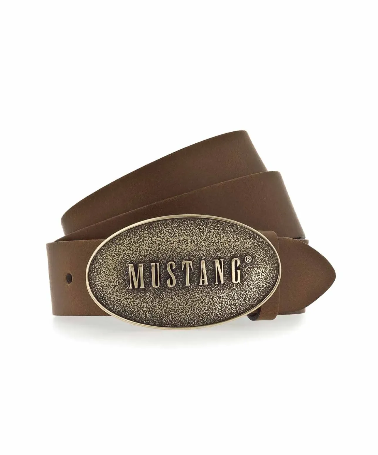 Mustang Gürtel in Braun mit Koppelschließe in mattem Gold