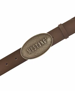Mustang Gürtel in Braun mit Koppelschließe in mattem Gold