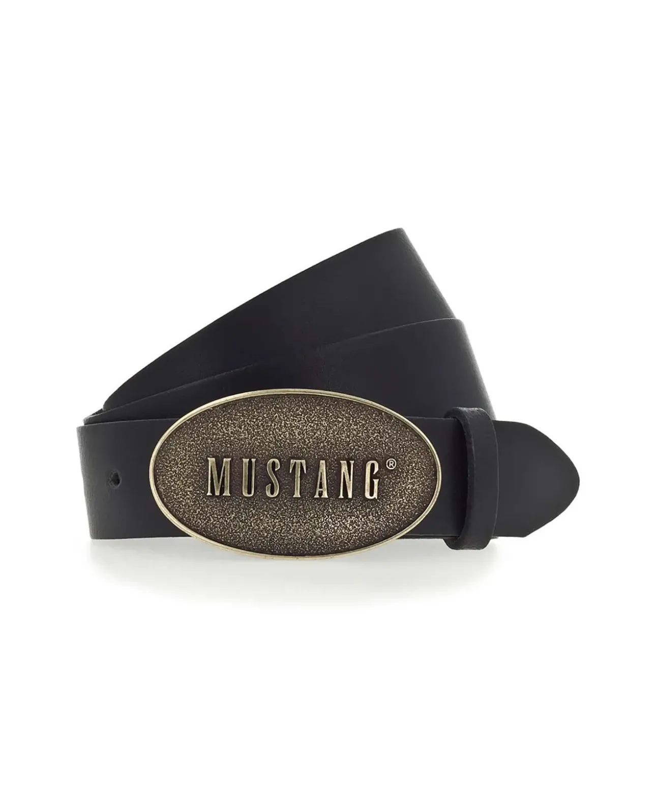 Mustang Gürtel in Schwarz mit Koppelschließe in mattem Gold