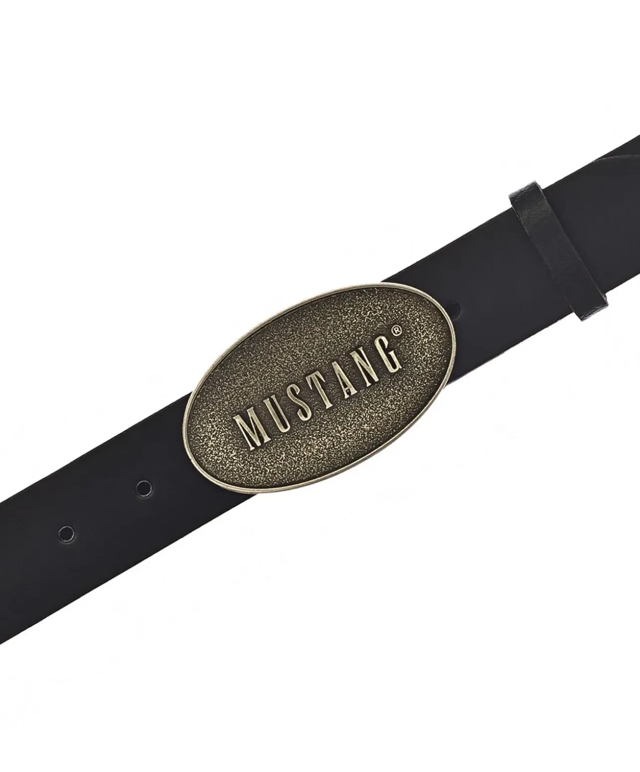 Mustang Gürtel in Schwarz mit Koppelschließe in mattem Gold