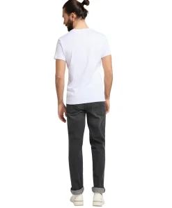 Mustang Herren Basic T-Shirt mit Rundhals in Weiß