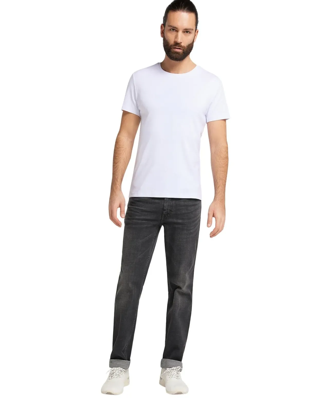 Mustang Herren Basic T-Shirt mit Rundhals in Weiß