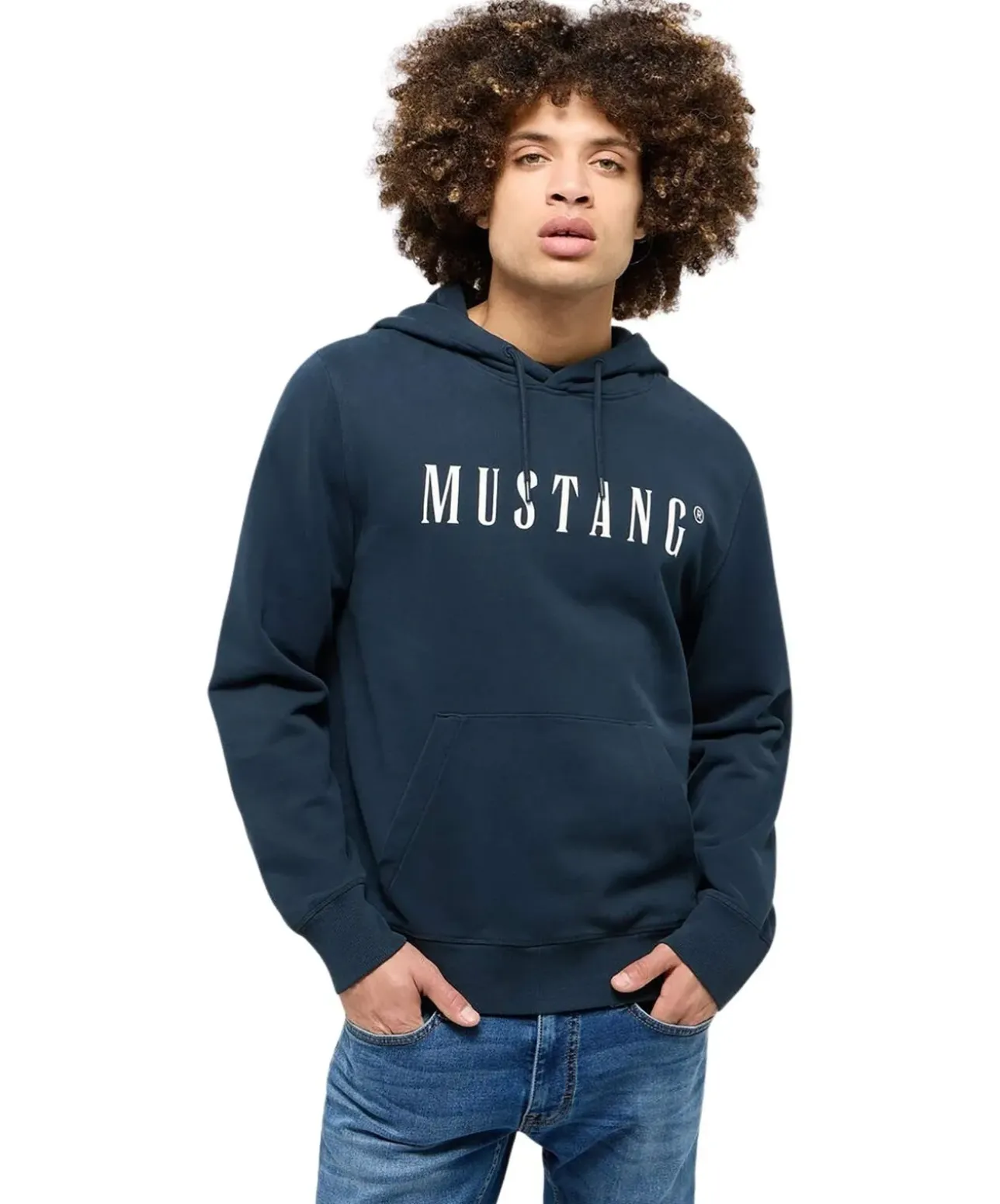 Mustang Hoodie Bronson in Dunkelblau mit Label-Print