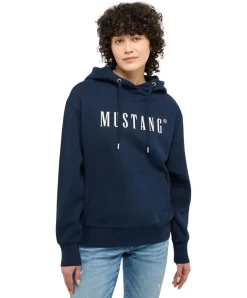 Mustang Hoodie Margo in Dunkelblau mit Logo
