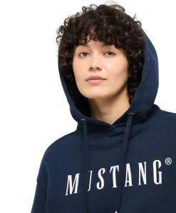 Mustang Hoodie Margo in Dunkelblau mit Logo