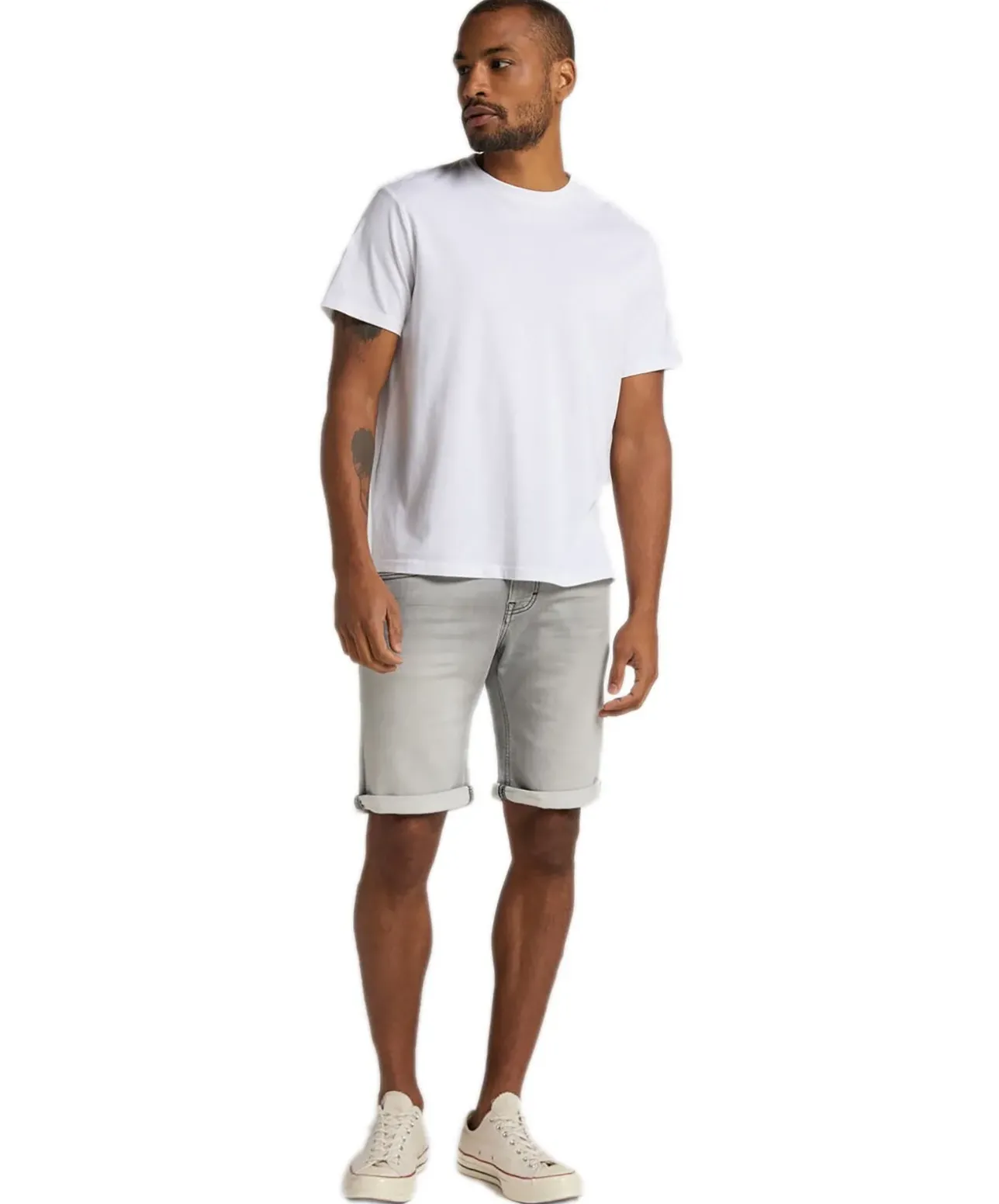 Mustang Jeans-Short Chicago in grau mit Kontrastnähten