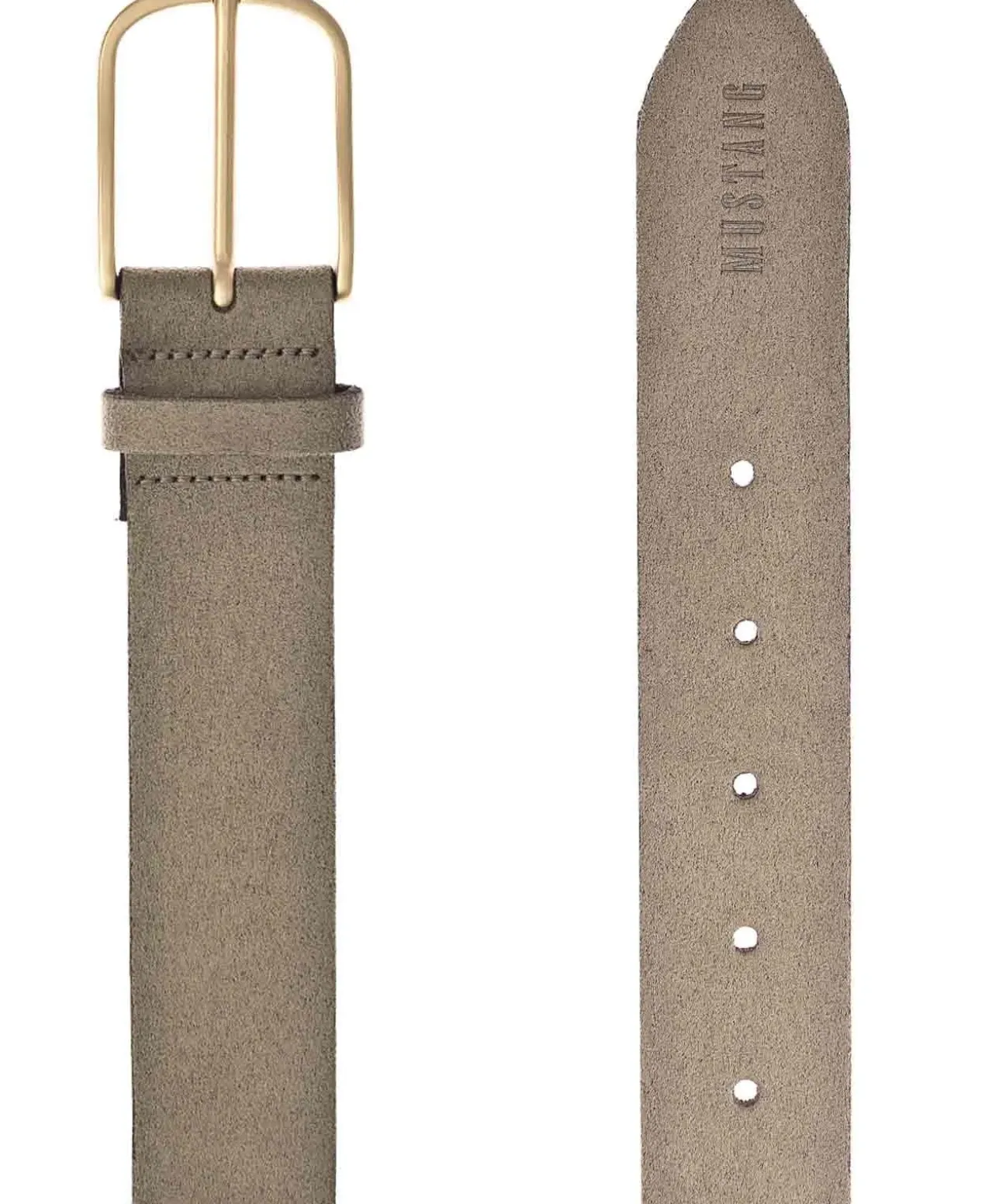 Mustang Ledergürtel aus Velourleder in Taupe