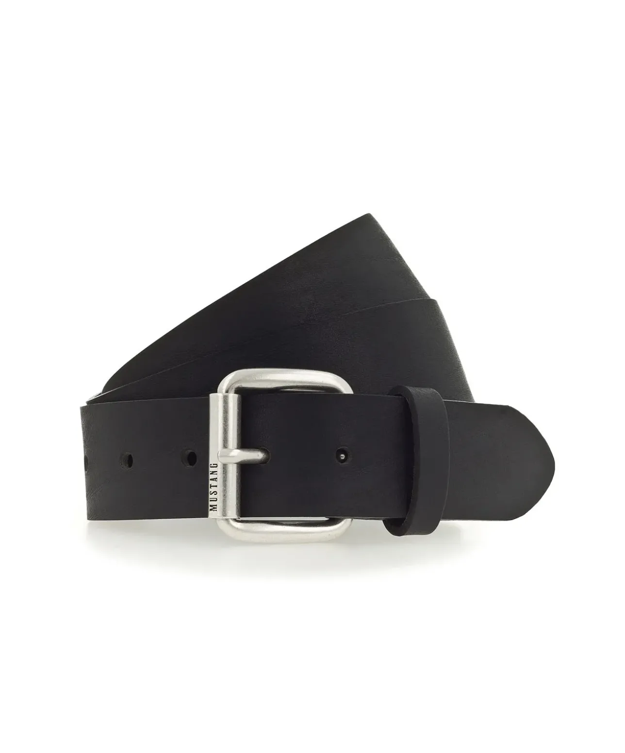 Mustang Ledergürtel 4cm breit mit Dornschließe in Schwarz