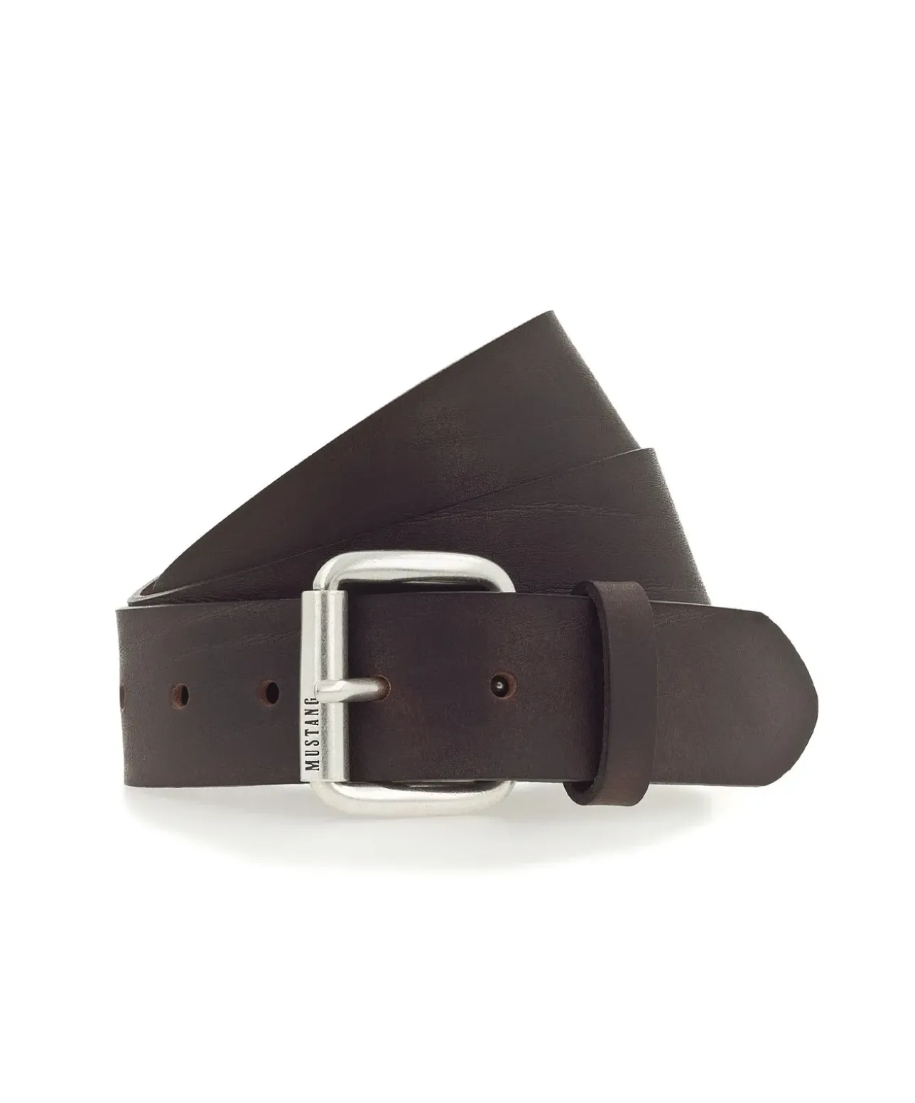 Mustang Ledergürtel 4cm breit mit Dornschließe in Dunkelbraun