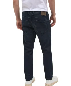 Mustang Oregon Slim fit Jeans in dunkelblau mit Used-Effekten