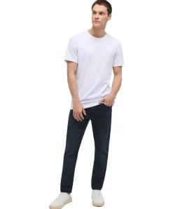 Mustang Oregon Slim fit Jeans in dunkelblau mit Used-Effekten