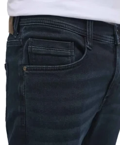 Mustang Oregon Slim fit Jeans in dunkelblau mit Used-Effekten