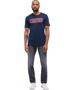 Mustang Print T-Shirt Austin aus Baumwolle in Dunkelblau