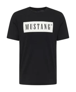 Mustang Print T-Shirt Austin aus Baumwolle in Schwarz