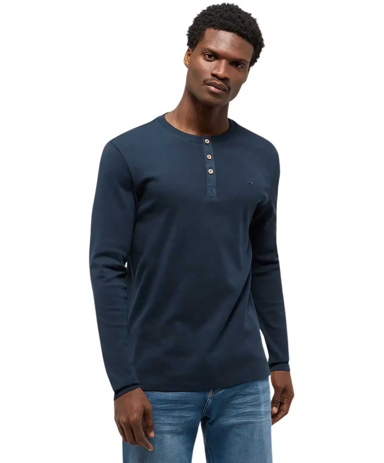 Mustang Shirt Arminto in Dunkelblau mit Langarm
