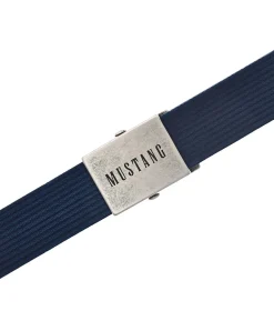 Mustang Stoffgürtel in Blau mit Schließe in Altsilber