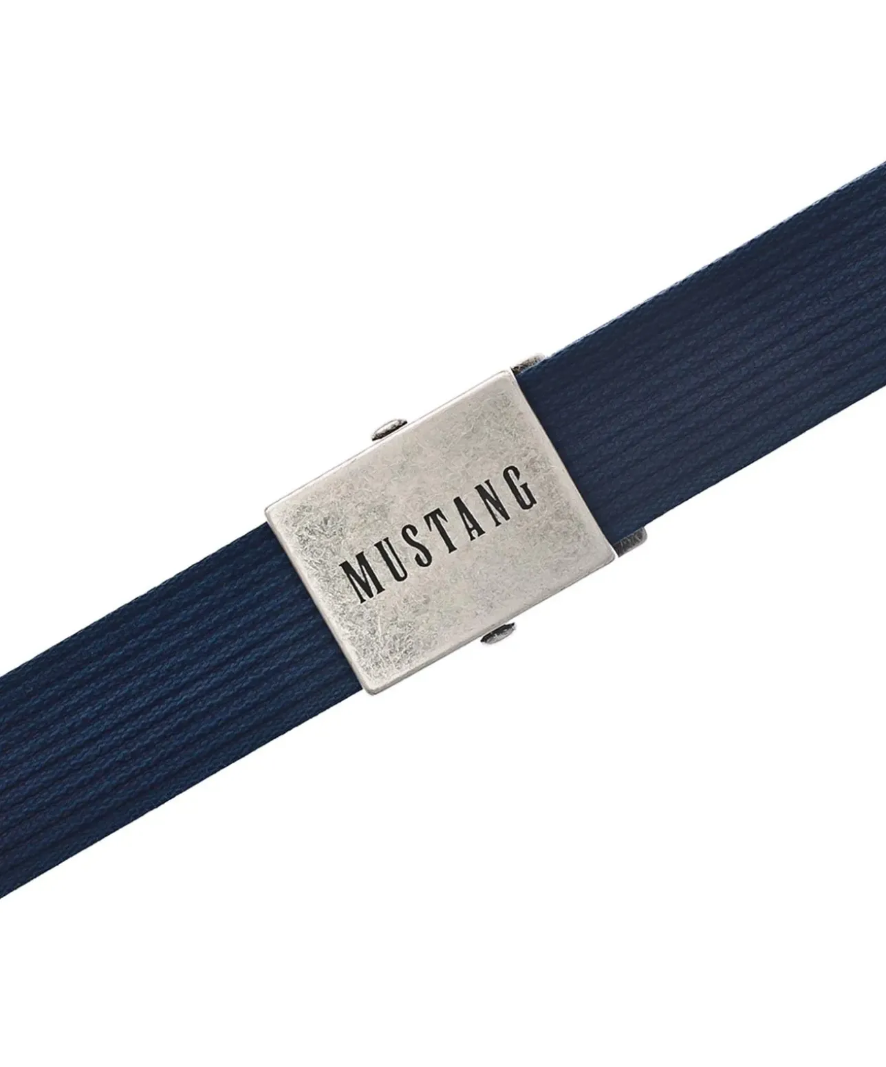 Mustang Stoffgürtel in Blau mit Schließe in Altsilber